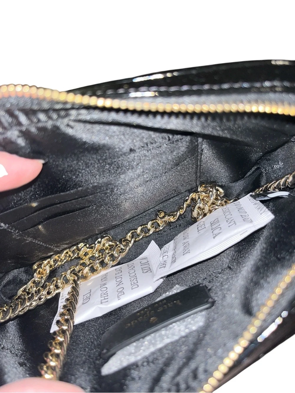 Kate Spade Black Quilted Crinkle Patent Leather Crossbody and Card Holder Set